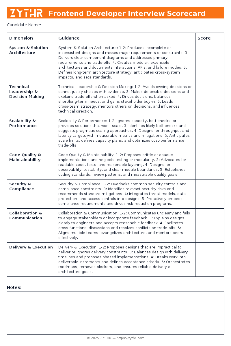 A ready-to-use Software Architect Interview Scorecard template