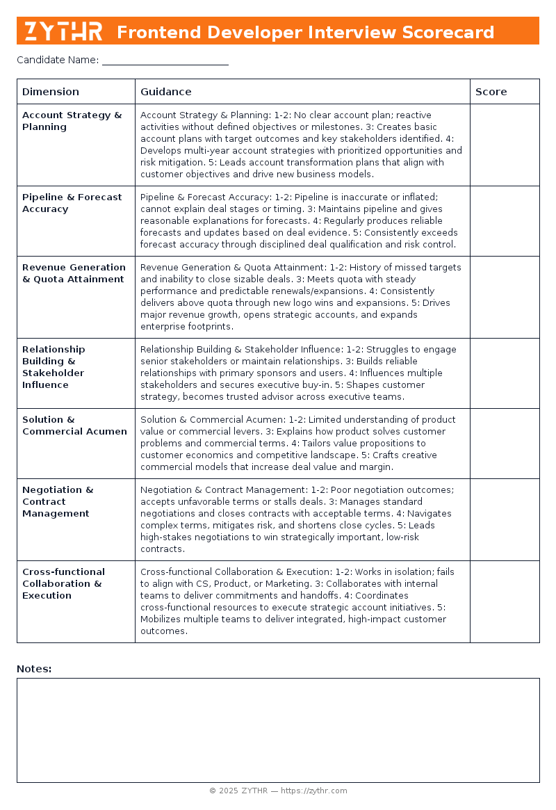 A ready-to-use Strategic Account Executive Interview Scorecard template